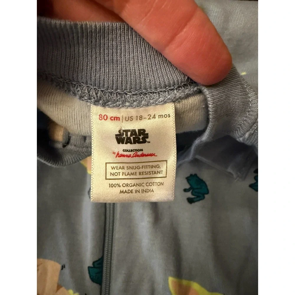 Hanna Andersson Star Wars The Child Grogu Baby Yoda Organic Sleeper 18-24 M EUC